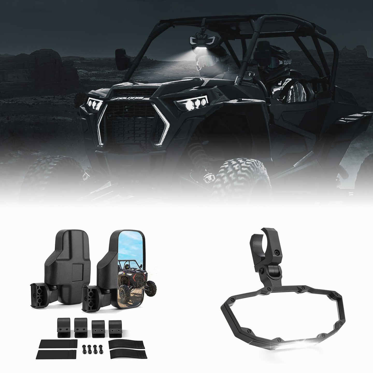 UTV 1.75" / 2" Side View Mirror and Center Mirror - Kemimoto