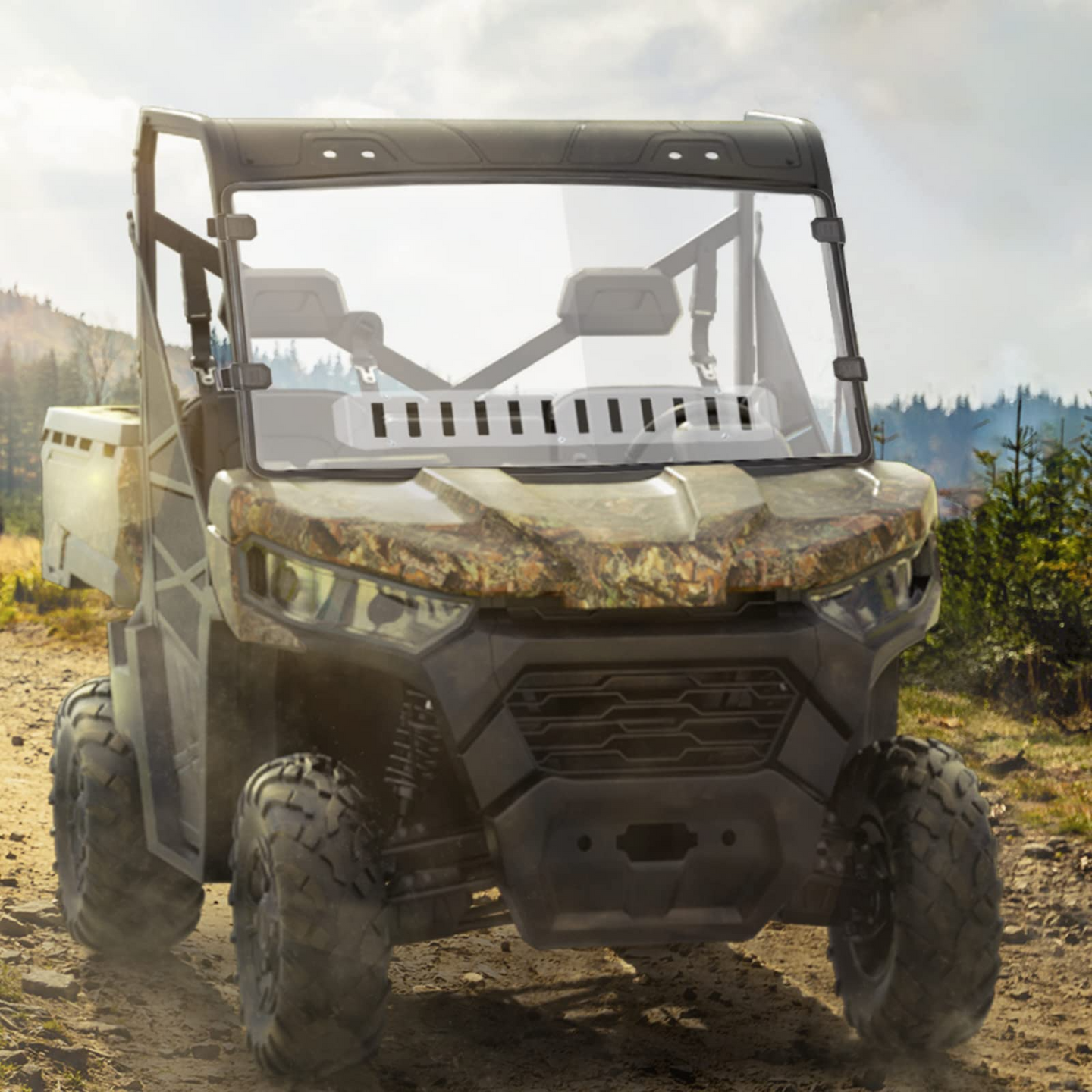 Front Full Windshield Fit Can Am Defender HD 5/ 8 / 10 / MAX - Kemimoto