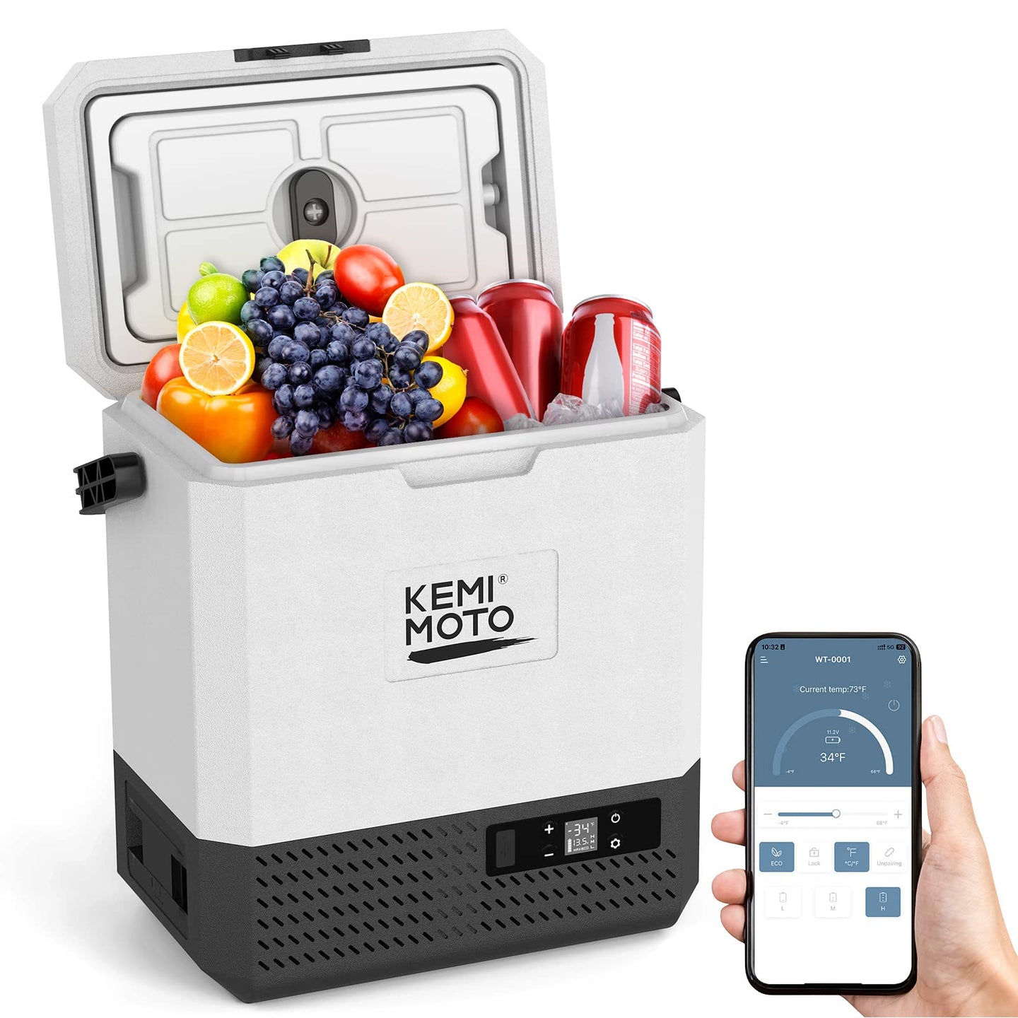 Ice Chest, 8L Car Portable Refrigerator with Built-in Battery - Kemimoto