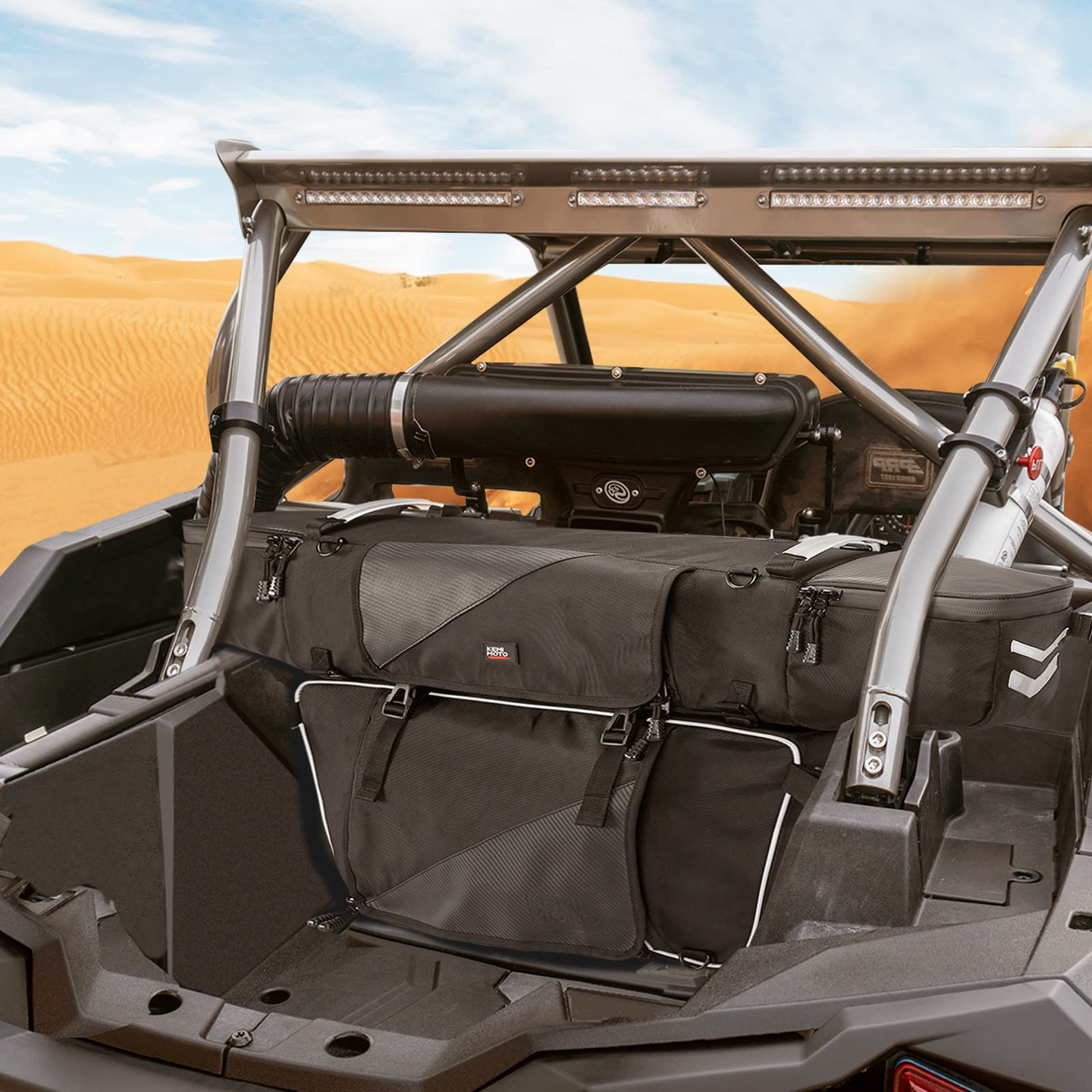 RZR Upgraded 1680D High Rear Cargo Bag with Two Pockets and Waterproof Zipper - Kemimoto