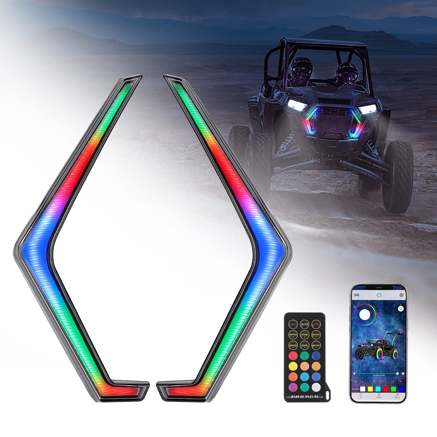 RGB Turn Signal Lights Fit Polaris RZR XP 1000 Turbo (2019-2022) - Kemimoto