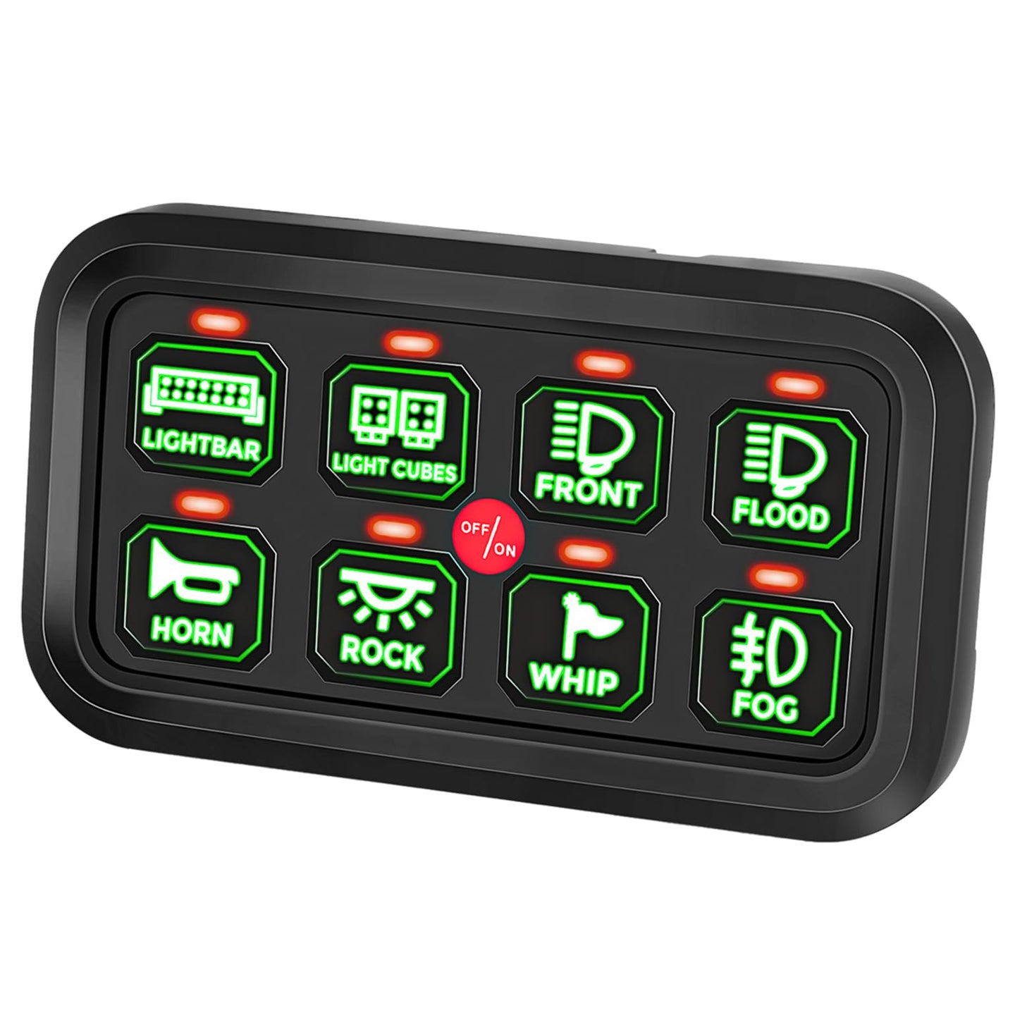 12-24V 8 Gang Switch Panel for Cars, UTVs, Trucks, Wrangler & RZR X3 - Kemimoto