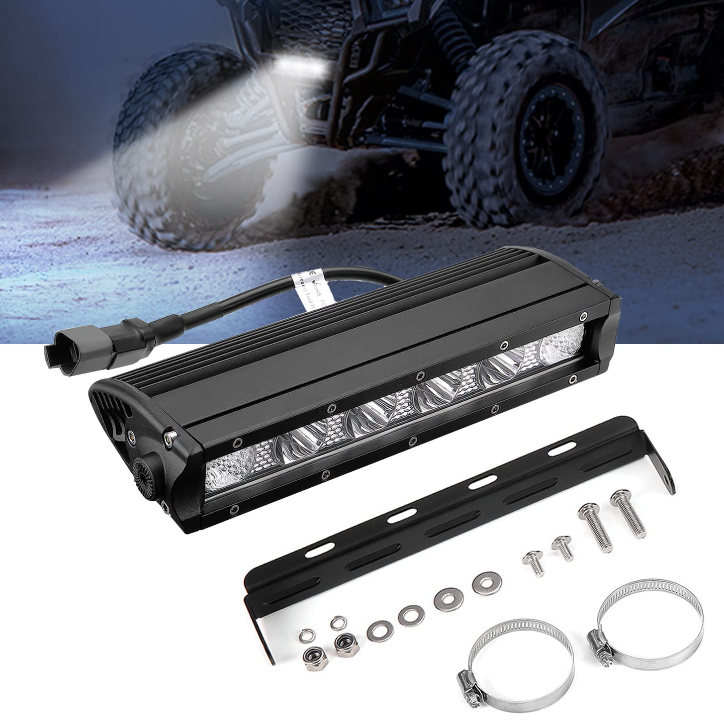UTV LED Light Bar,8 Inch K Glow 26W Off Road Flood Spot Beam Combo - Kemimoto