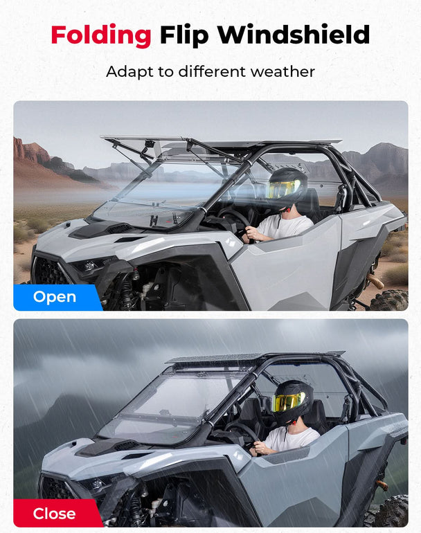 KEMIMOTO 3-IN-1 Flip Windshield for 2025-2026 Polaris RZR PRO