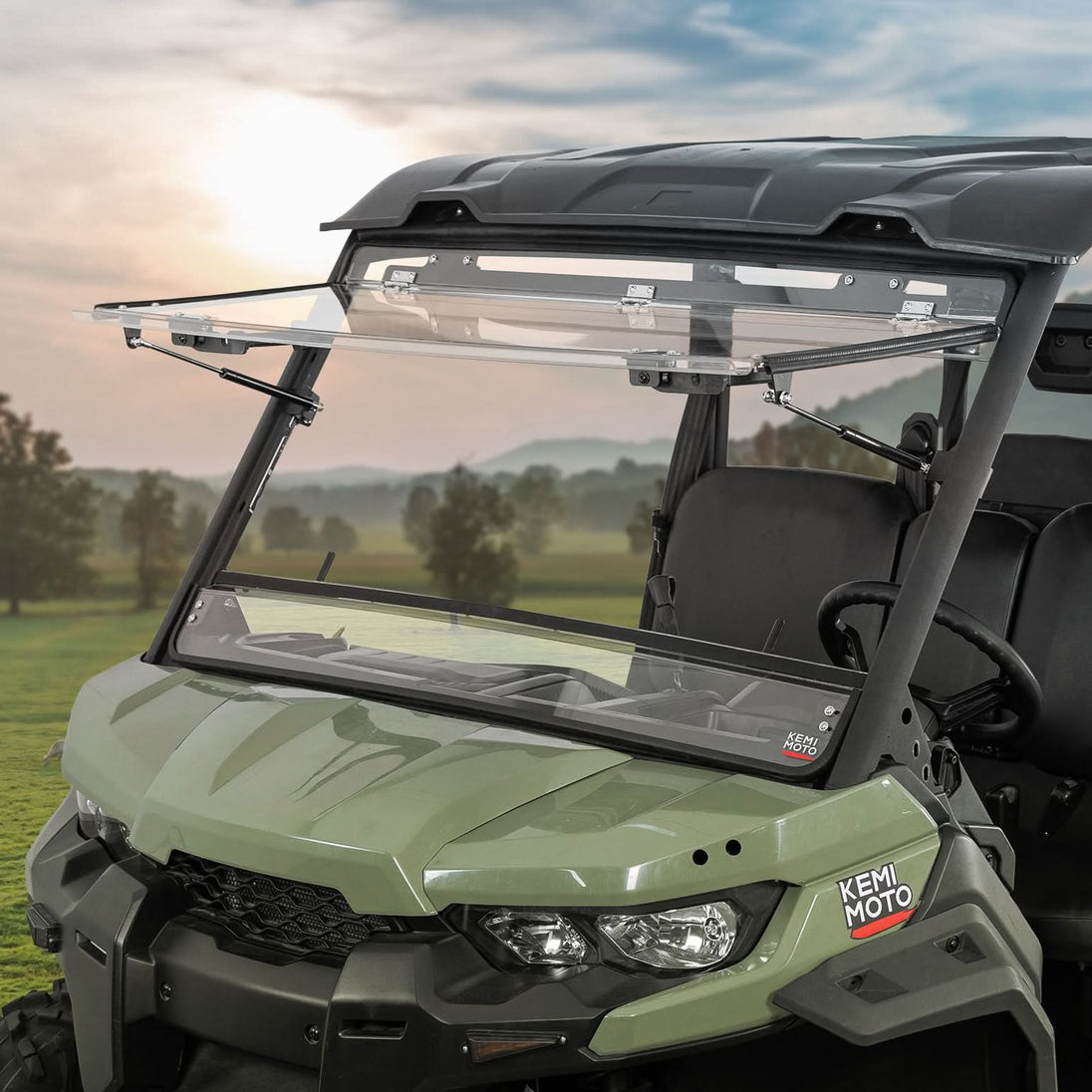 KEMIMOTO 3-in-1 Flip Scratch-Resistant Windshield for Can-Am Defender & Defender Max HD5/HD8/HD10