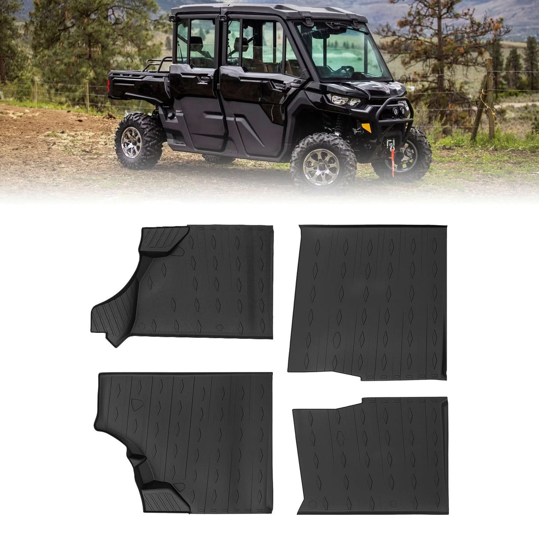 KEMIMOTO 4PCS Floor Mats for Can-Am Defender MAX 2020–2025 All-Weather Rubber