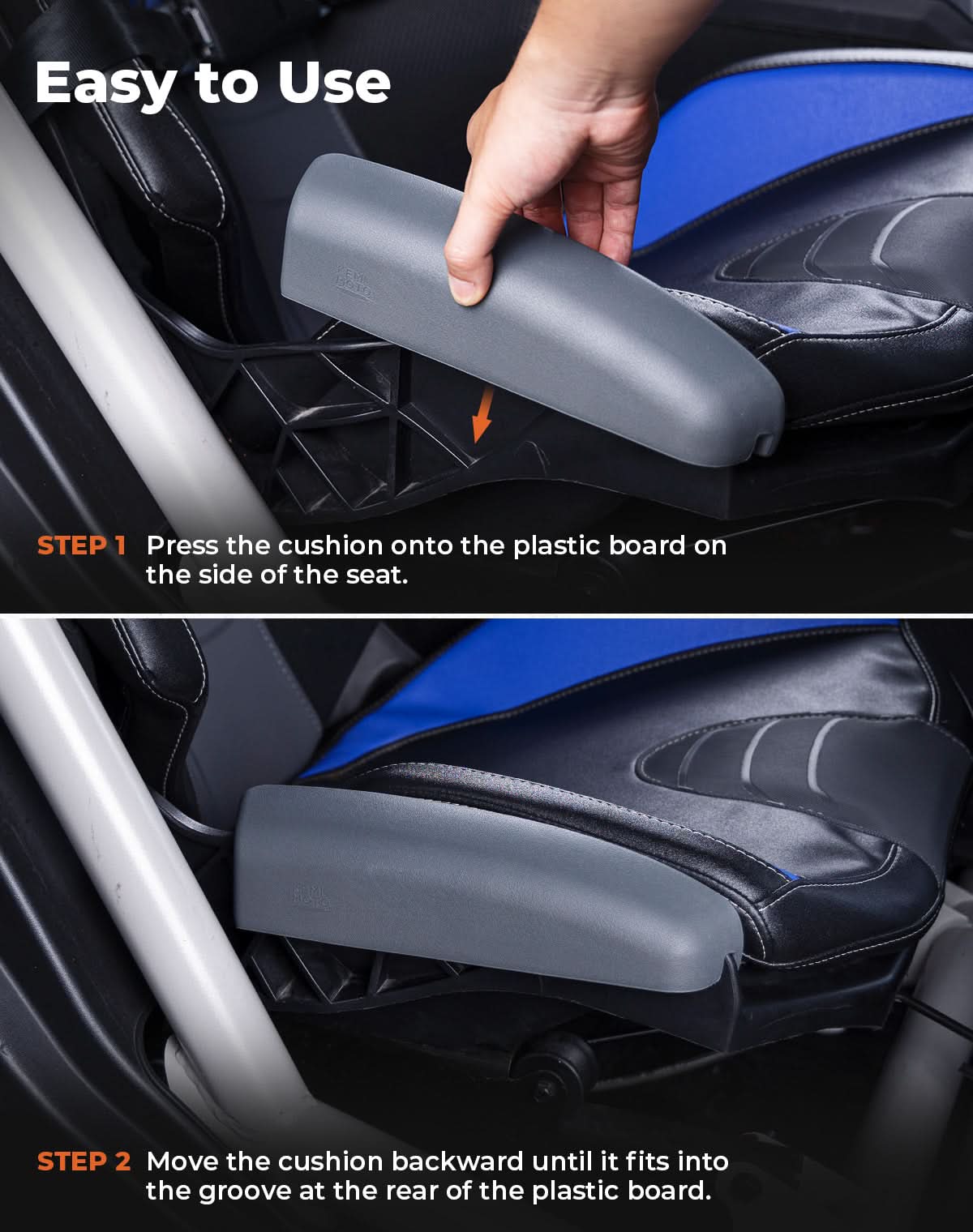 KEMIMOTO UTV Seat Side Cushions – Fits 2017–2026 Can-Am Maverick X3 MAX & Maverick R, PU Foam Thigh 