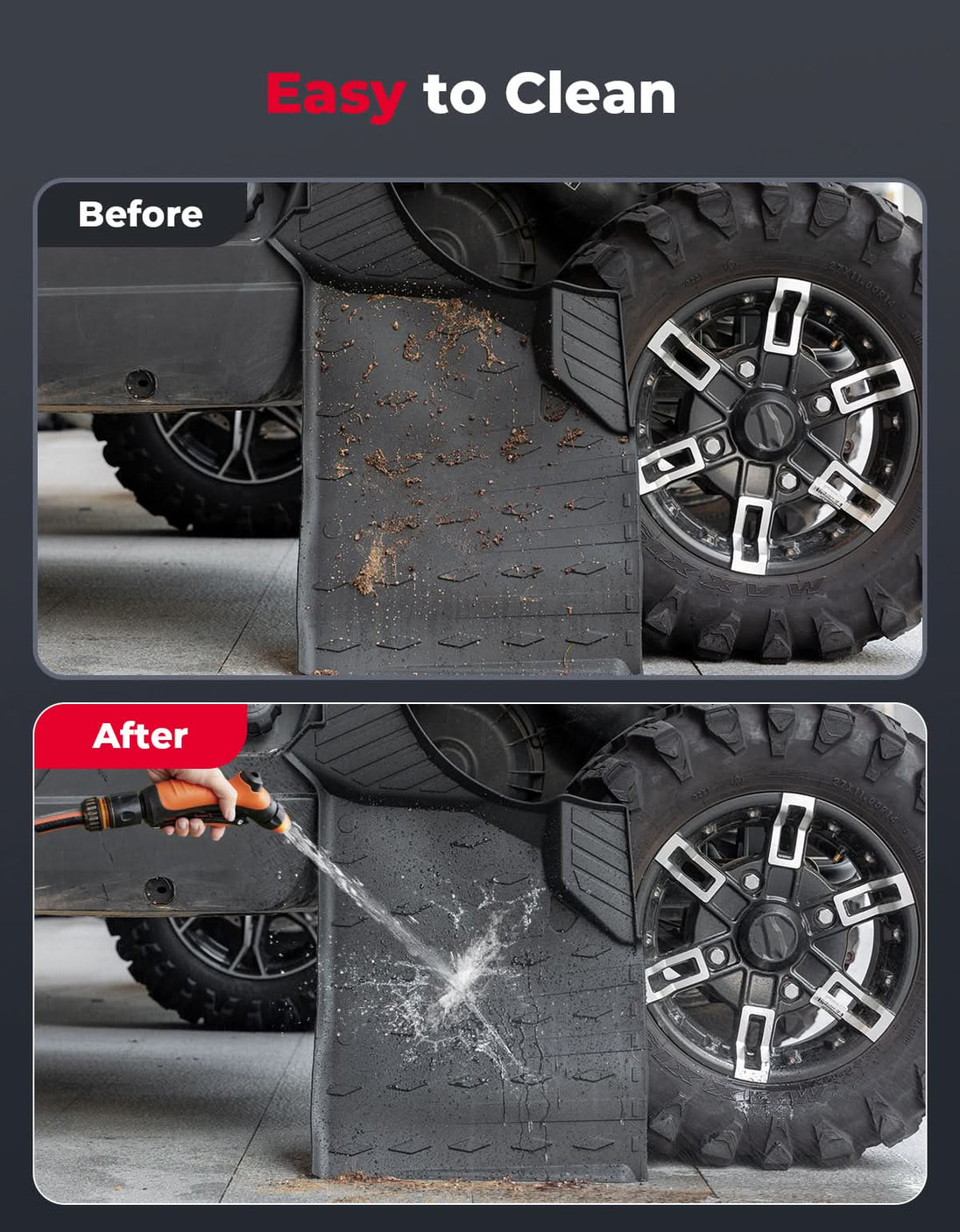 KEMIMOTO 4PCS Floor Mats for Can-Am Defender MAX 2020–2025 All-Weather Rubber