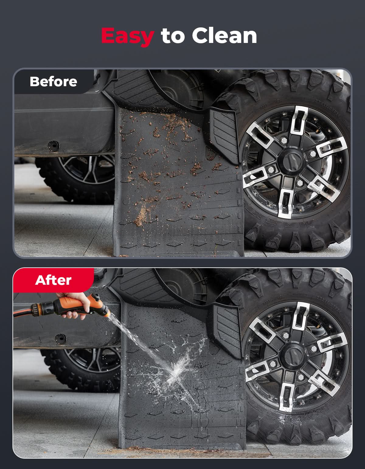 KEMIMOTO 4PCS Floor Mats for Can-Am Defender MAX 2020–2025 All-Weather Rubber