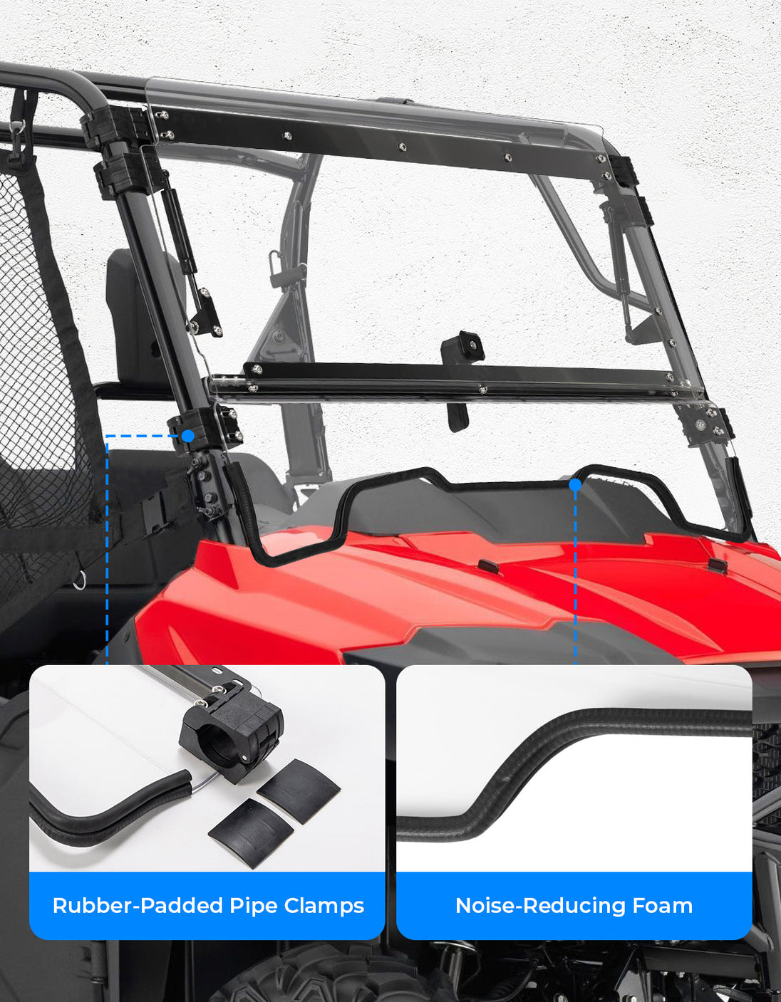 KEMIMOTO UTV Flip Up Windshield for Pioneer 700/700-4 2014-2026