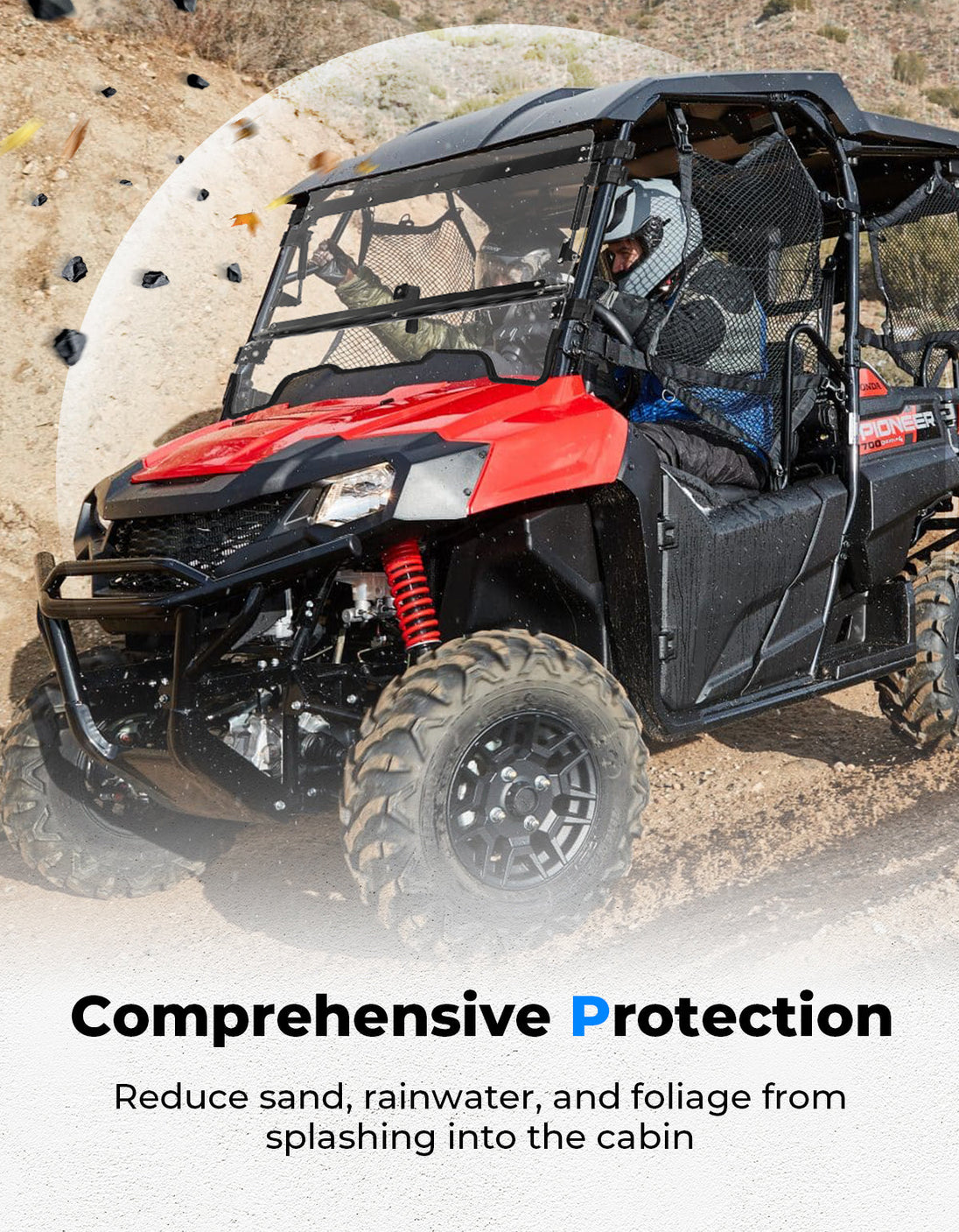 KEMIMOTO UTV Flip Up Windshield for Pioneer 700/700-4 2014-2026