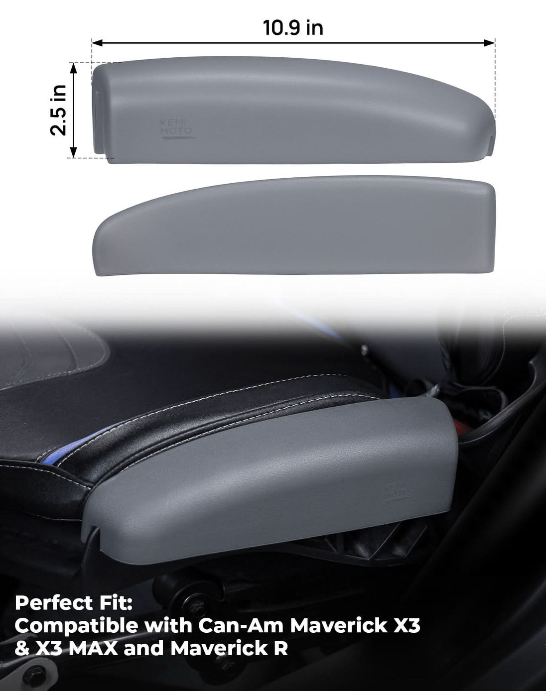 KEMIMOTO UTV Seat Side Cushions – Fits 2017–2026 Can-Am Maverick X3 MAX & Maverick R, PU Foam Thigh 