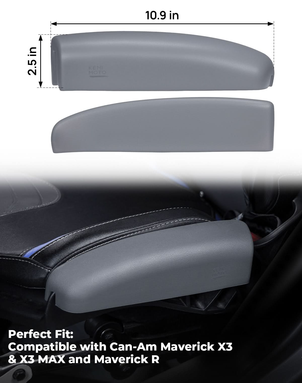 KEMIMOTO UTV Seat Side Cushions – Fits 2017–2026 Can-Am Maverick X3 MAX & Maverick R, PU Foam Thigh 