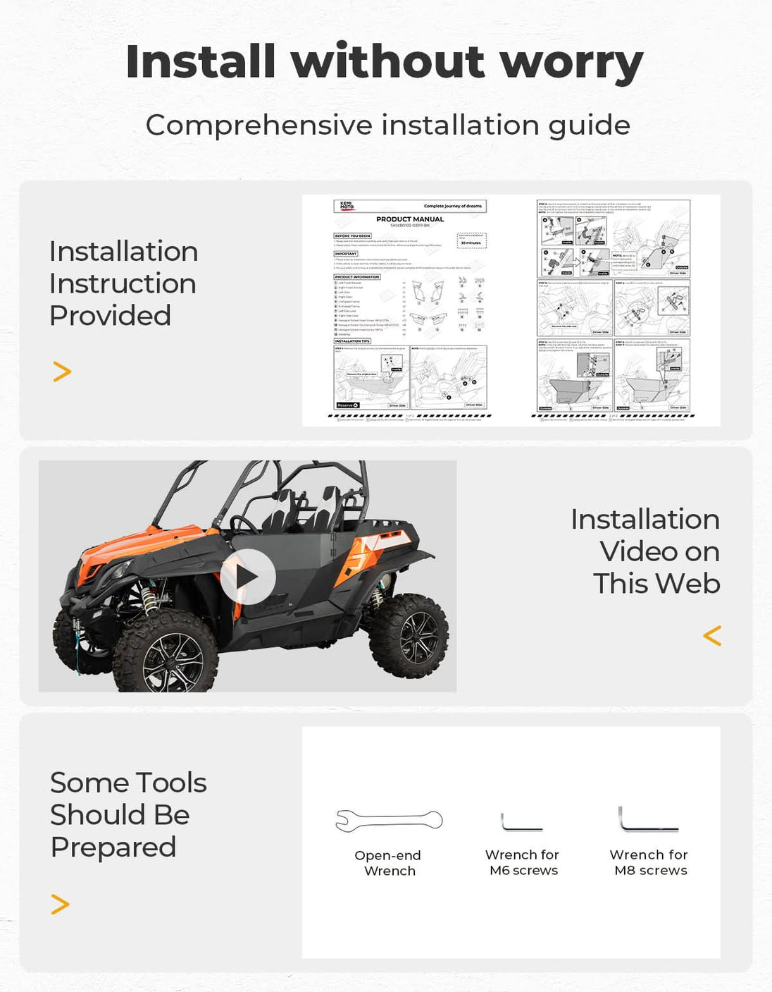 KEMIMOTO Heavy-duty Aluminum Doors for CFMOTO ZFORCE 500 | 800 | 1000