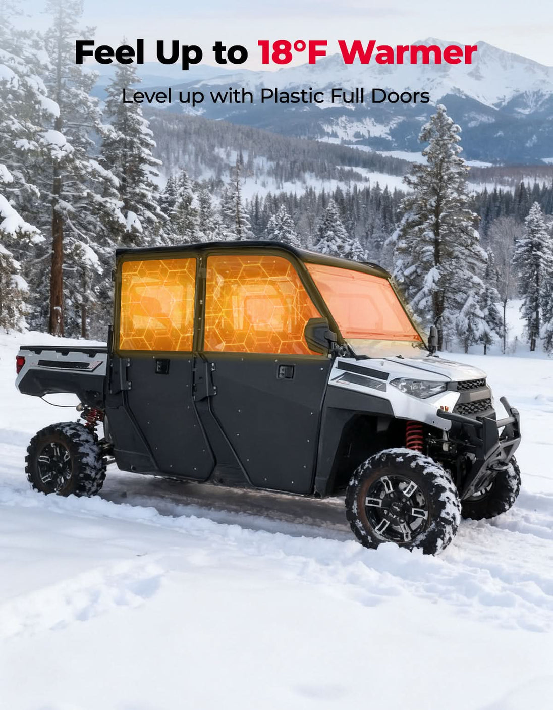 KEMIMOTO 2-in-1 Convertible UTV Doors with Vented Window for Polaris Ranger Crew XP 1000 (2019-2026)