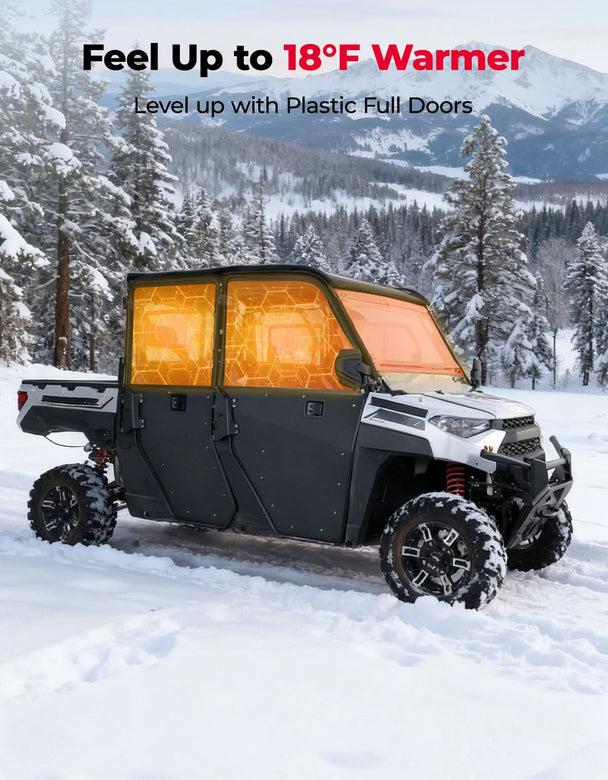 KEMIMOTO 2-in-1 Convertible UTV Doors with Vented Window for Polaris Ranger Crew XP 1000 (2019-2026)