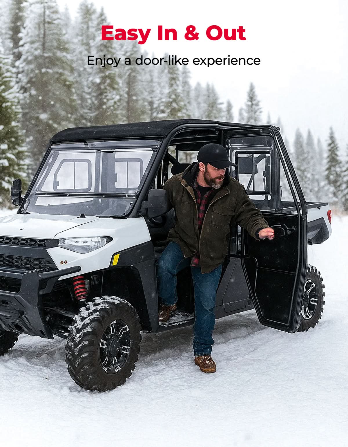 KEMIMOTO 2-in-1 Convertible UTV Doors with Vented Window for Polaris Ranger Crew XP 1000 (2019-2026)