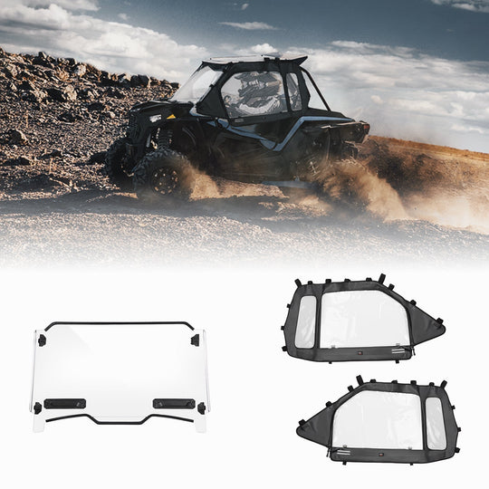 Full Windshield and Soft Cab Enclosures Fit 2019-2023 Polaris RZR XP 1000 / XP 4 1000. - Kemimoto