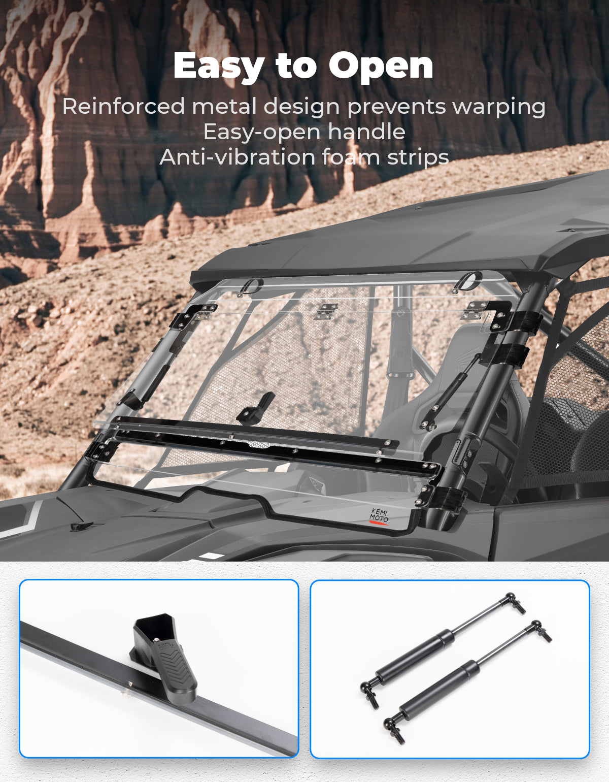 KEMIMOTO UTV Flip Windshield for Talon 1000R 1000X 1000X-4 2019-2026