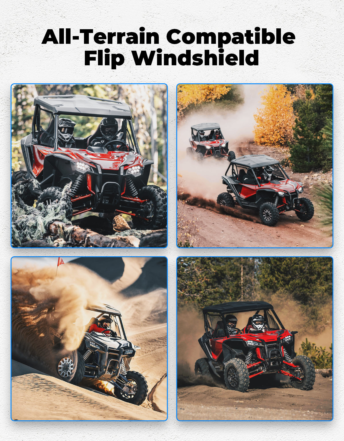 KEMIMOTO UTV Flip Windshield for Talon 1000R 1000X 1000X-4 2019-2026