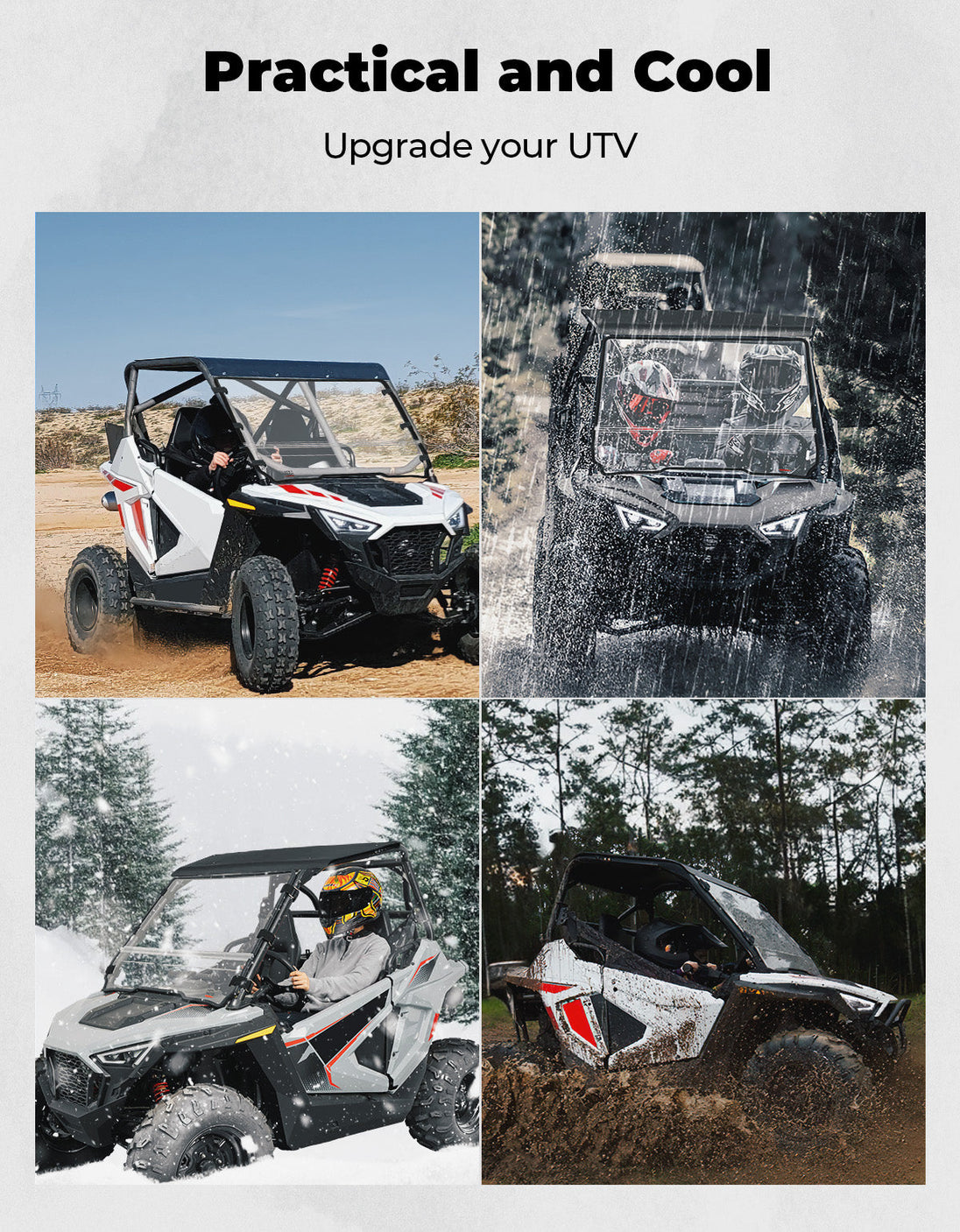 KEMIMOTO Fild up Windshield for Polaris RZR 200 2022-2026