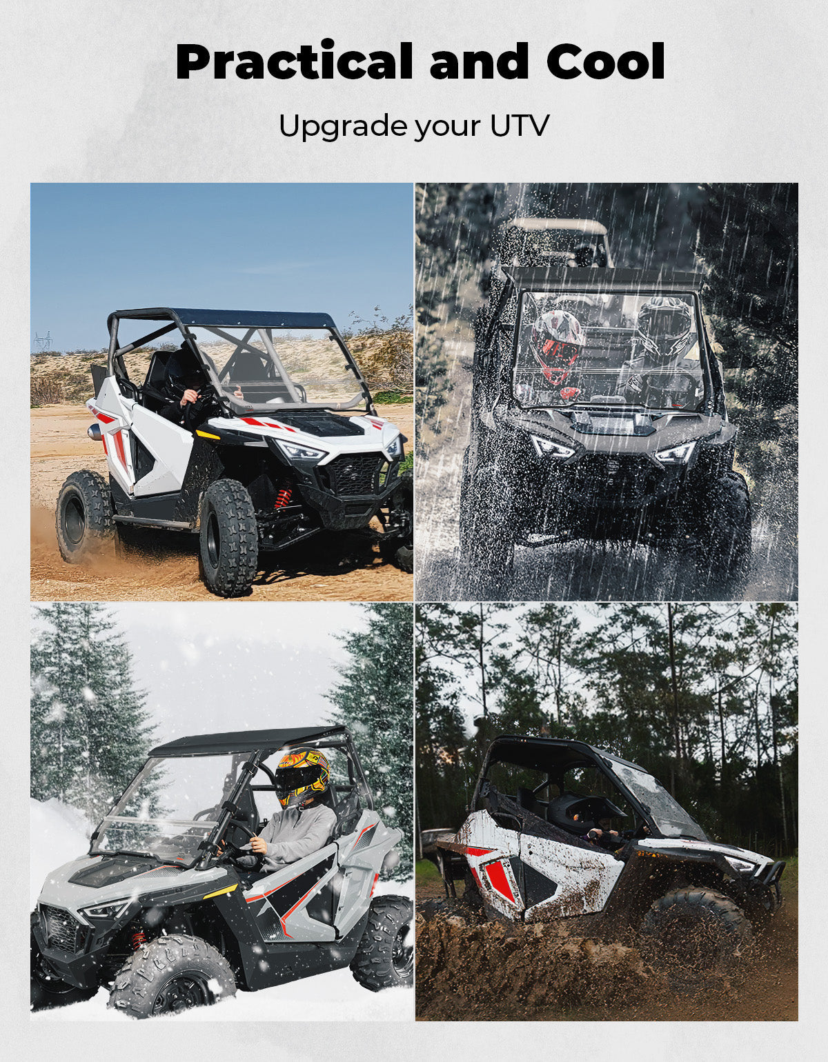 KEMIMOTO Fild up Windshield for Polaris RZR 200 2022-2026
