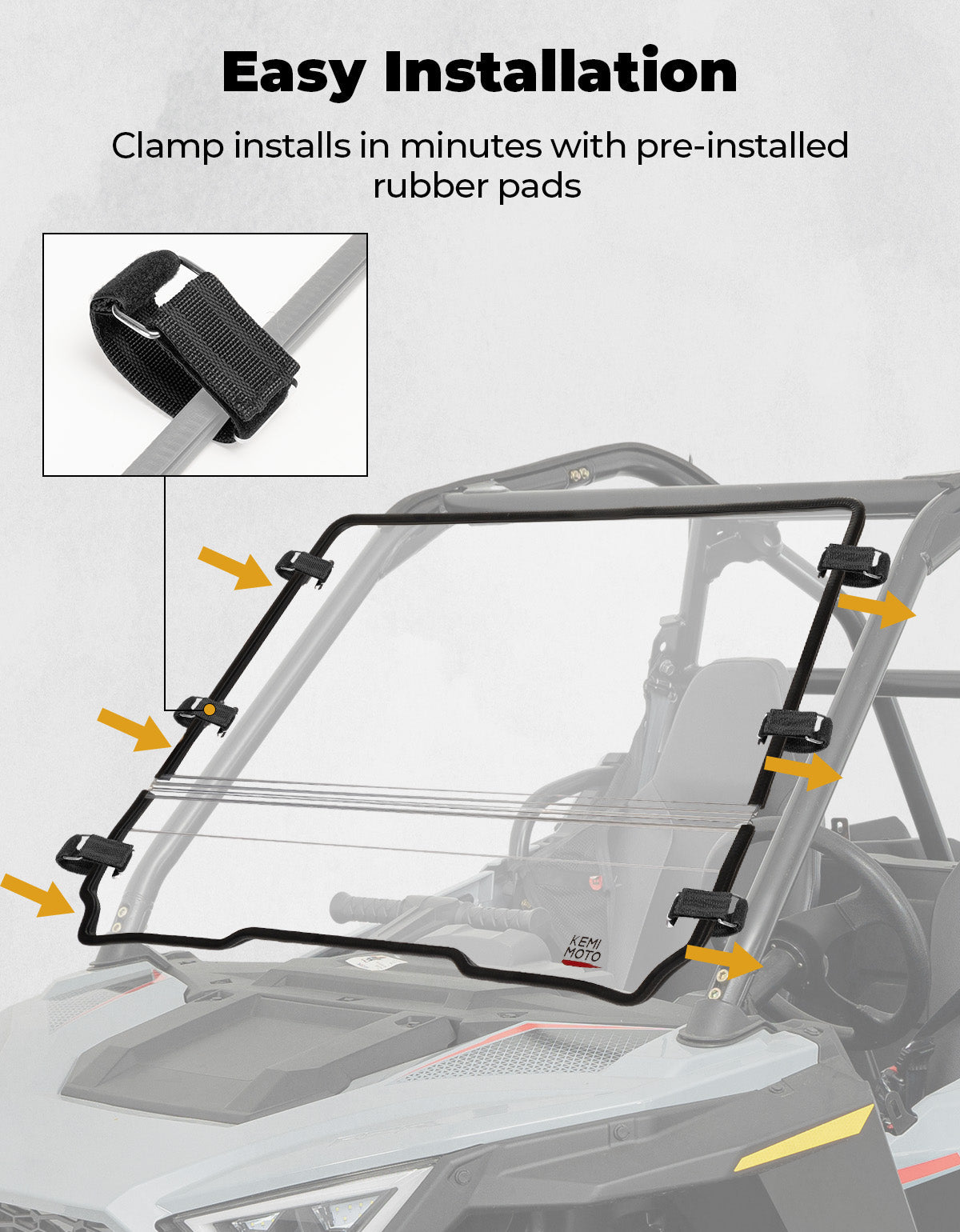 KEMIMOTO Fild up Windshield for Polaris RZR 200 2022-2026