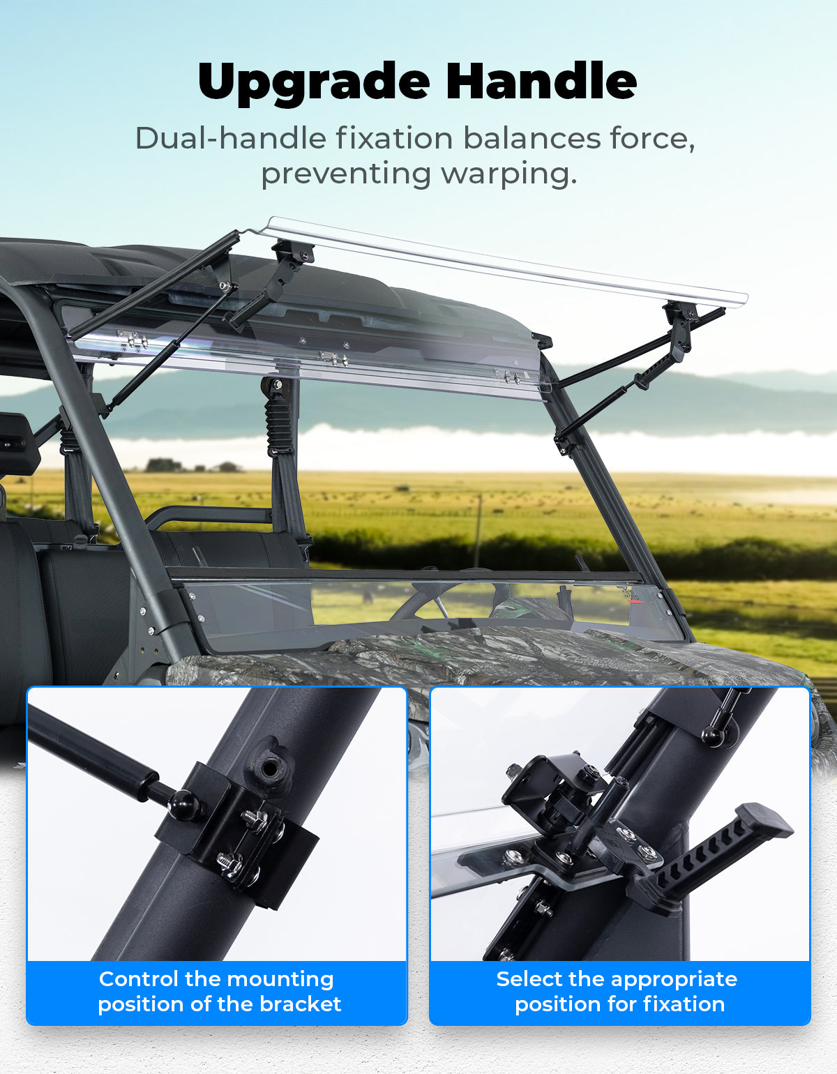 KEMIMOTO Upgraded Flip Front Windshield For CFMOTO Uforce 1000|1000 XL