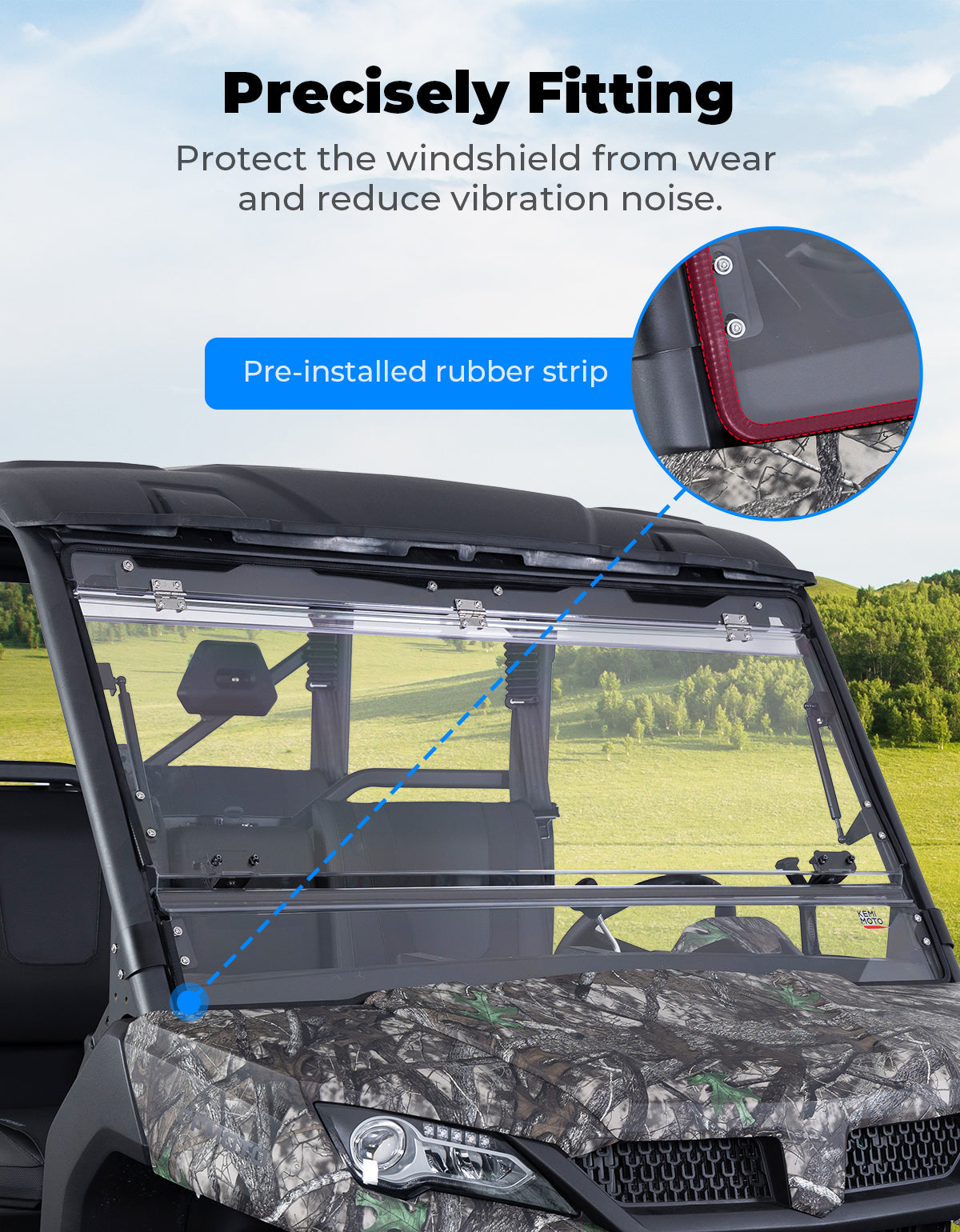 KEMIMOTO Upgraded Flip Front Windshield For CFMOTO Uforce 1000|1000 XL