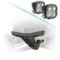 Front-end protection kit for Can-Am Maverick X3 2017+ DRT bumper with bulkhead reinforcement and Baja Designs XL80 LED Auxiliary Light Pods