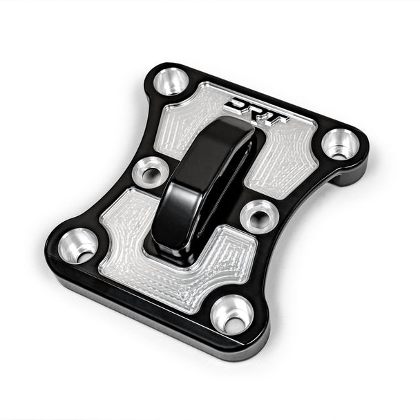 Black billet radius rod plate on Can‑Am Maverick X3 rear suspension upgrade