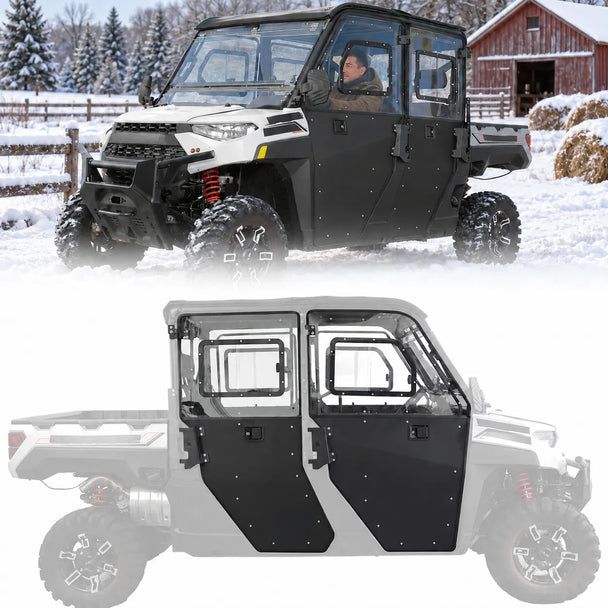 KEMIMOTO 2-in-1 Convertible UTV Doors with Vented Window for Polaris Ranger Crew XP 1000 (2019-2026)