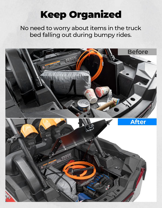 KEMIMOTO Aluminum UTV Trunk Bed Enclosure for Polaris RZR XP 1000 2014-2023