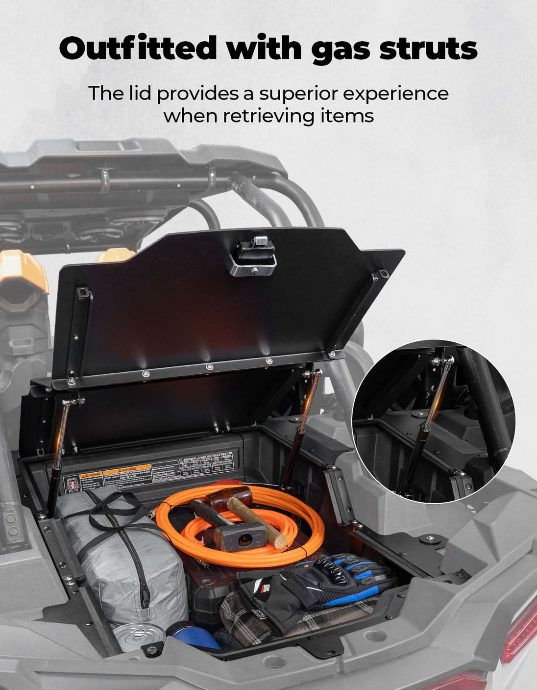 KEMIMOTO Aluminum UTV Trunk Bed Enclosure for Polaris RZR XP 1000 2014-2023