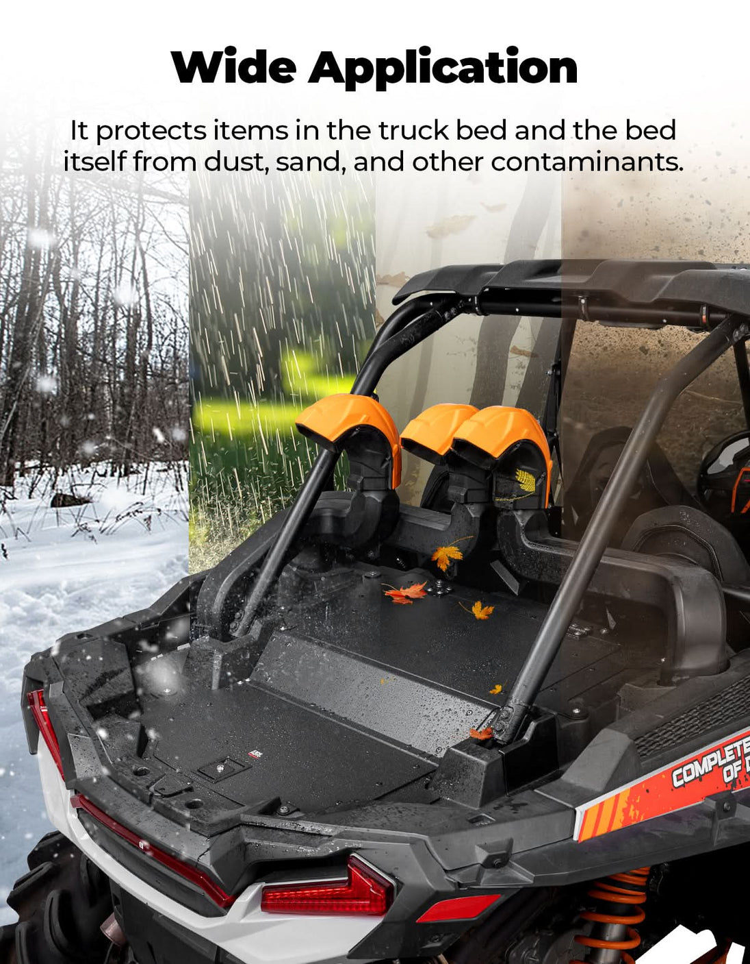 KEMIMOTO Aluminum UTV Trunk Bed Enclosure for Polaris RZR XP 1000 2014-2023