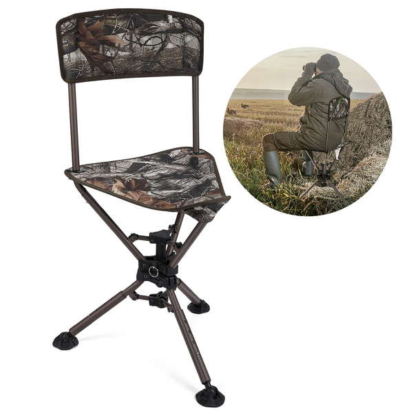 360??Tripod Swivel Hunting Chair with Backrest - Kemimoto