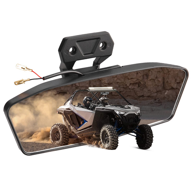 Aluminum Rear View Mirror with Light Fit Polaris RZR 2022-2023 - Kemimoto