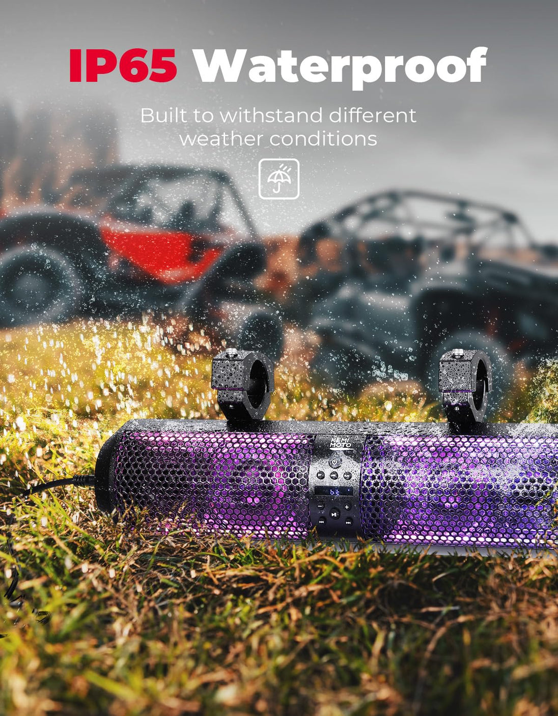 KEMIMOTO 18" UTV Sound Bar RGB Bluetooth – 400W, IP65 Waterproof, Aluminum
